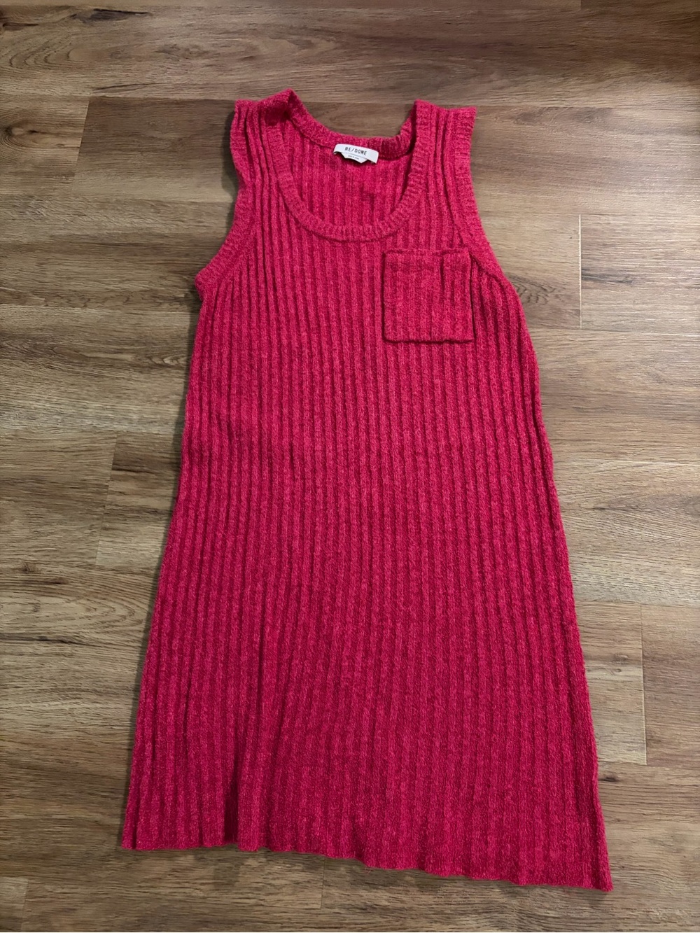 Like new RE/DONE Ribbed Tank Mini Dress in marled hot pink